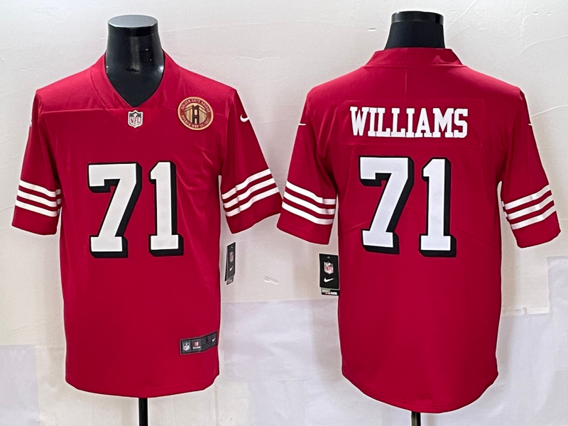 Men San Francisco 49ers #71 Williams red 2025 Nike Limited NFL Jersey style 2
